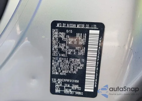 2015 Nissan Quest Sv from USA, damaged, VIN JN8AE2KP8F9131858